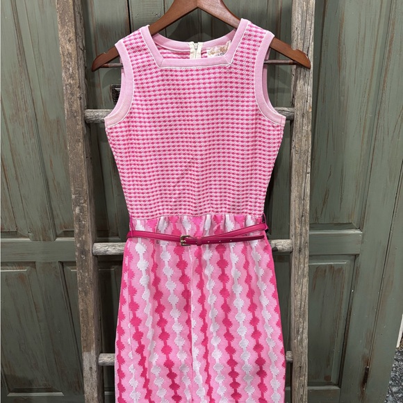 James Kenrob by Dalton Dresses & Skirts - Vintage 1960s Pink and White Mini Dress with Belt